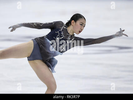 Anaheim, Californie, USA. Feb 8, 2019. Rika Kihira du Japon en concurrence dans les dames style libre au cours de l'ISU Four Continents Figure Skating Championship au Honda Center d'Anaheim, Californie, le 8 février 2019. Ringo : crédit Chiu/ZUMA/Alamy Fil Live News Banque D'Images