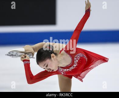 Anaheim, Californie, USA. Feb 8, 2019. Elizabet Tursynbaeva du Kazakhstan en concurrence dans les dames style libre au cours de l'ISU Four Continents Figure Skating Championship au Honda Center d'Anaheim, Californie, le 8 février 2019. Ringo : crédit Chiu/ZUMA/Alamy Fil Live News Banque D'Images