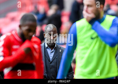 Londres, Royaume-Uni. 09Th Feb 2019. Chris Powell manager de Southend United au cours de l'EFL Sky Bet League 1 match entre Charlton Athletic et Southend United à La Vallée, Londres, Angleterre le 9 février 2019. Photo par Adamo Di Loreto. Usage éditorial uniquement, licence requise pour un usage commercial. Aucune utilisation de pari, de jeux ou d'un seul club/ligue/dvd publications. Credit : UK Sports Photos Ltd/Alamy Live News Banque D'Images