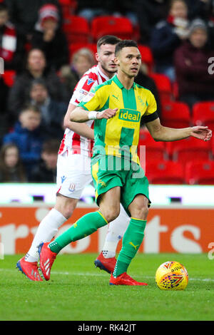 Stoke On Trent, Royaume-Uni. 09Th Feb 2019. Au cours de l'EFL Sky Bet Championship match entre Stoke City et West Bromwich Albion au stade de Bet365, Stoke-on-Trent, Angleterre le 9 février 2019. Photo par Jurek Biegus. Usage éditorial uniquement, licence requise pour un usage commercial. Aucune utilisation de pari, de jeux ou d'un seul club/ligue/dvd publications. Credit : UK Sports Photos Ltd/Alamy Live News Banque D'Images