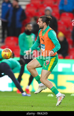 Stoke On Trent, Royaume-Uni. 09Th Feb 2019. West Bromwich Albion (29) au cours de l'EFL Sky Bet Championship match entre Stoke City et West Bromwich Albion au stade de Bet365, Stoke-on-Trent, Angleterre le 9 février 2019. Photo par Jurek Biegus. Usage éditorial uniquement, licence requise pour un usage commercial. Aucune utilisation de pari, de jeux ou d'un seul club/ligue/dvd publications. Credit : UK Sports Photos Ltd/Alamy Live News Banque D'Images