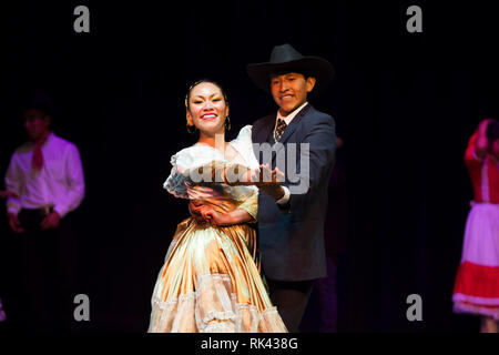 Tlaxcala, Mexique - Février 08,2019 la polka danse est à l'origine une danse tchèque. Il a gagné en popularité dans le nord du Mexique en raison de l'i Banque D'Images