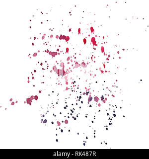 Les éclaboussures de peinture à l'aquarelle dans des tons rose et violet. Illustration isolé. Banque D'Images