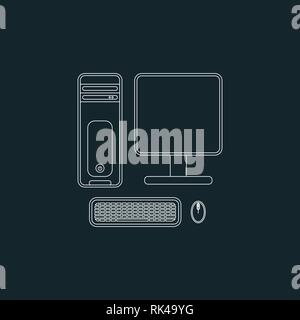 L'icône de la ligne de l'ordinateur. Télévision Vector illustration Illustration de Vecteur