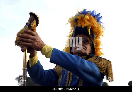 Une fanfare italienne à l'extérieur du terrain avant le match des Six Nations Guinness au Stadio Olimpico, Rome. Banque D'Images