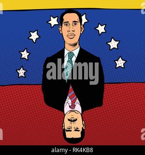 La crise au Venezuela. Juan Guaido et Nicolas Maduro Illustration de Vecteur