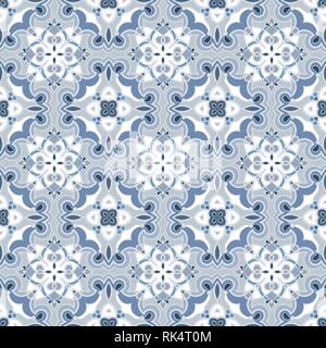 Bleu et blanc délicat motif transparent. Ornement classique dans un style oriental. Vector illustration. Illustration de Vecteur
