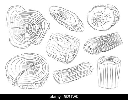 Les souches de bois vector set. Illustration vectorielle, EPS 10 Illustration de Vecteur