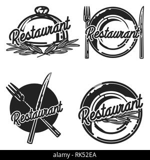 Restaurant vintage couleur emblèmes, étiquettes, d'écussons et d'éléments de conception. Illustration vectorielle, EPS 10 Illustration de Vecteur