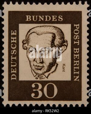 Emmanuel Kant, philosophe allemand, un portrait sur un timbre Allemand, l'Allemagne, de l'Europe Banque D'Images