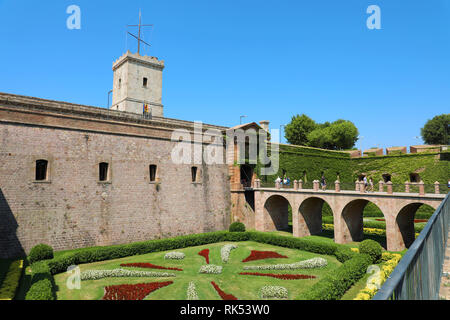 Château de Montjuic à Barcelone, Catalogne, Espagne Banque D'Images