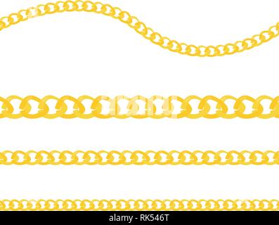 Ensemble de chaînes d'or scénario réaliste. Illustration vecteur de l'or liens isolé sur fond blanc Illustration de Vecteur