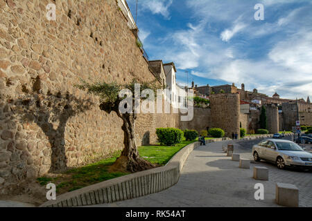 Plasencia, Cáceres, Spaina ; Mai 2015 : murs médiévaux de Plasencia, paroi market city dans la province de Caceres, Espagne Banque D'Images