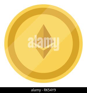 Golden ethereum médaille. Monnaie Monnaie blockchain Crypto symbole ethereum Illustration de Vecteur