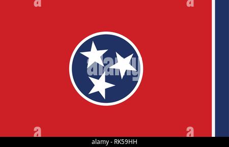 Drapeau de l'état du Tennessee Rectangle icône vecteur isolé sur fond blanc. USA Tennessee drapeau enfoncé Illustration de Vecteur