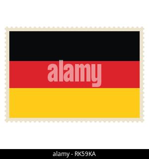 Icône vecteur drapeau allemand sur timbre-poste isolé sur fond blanc. Bouton drapeau allemand Illustration de Vecteur