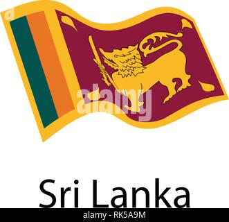 Pavillon du Sri Lanka dans le vent sur fond blanc isolé Illustration de Vecteur