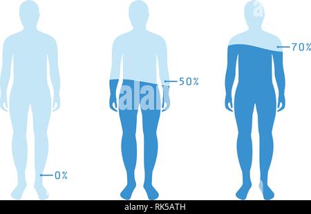 Infographie montrant le pourcentage d'eau dans le corps humain. L'équilibre de l'eau d'illustration vectorielle. Illustration de Vecteur