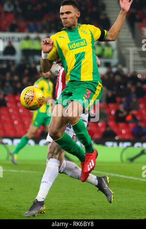 Stoke On Trent, Royaume-Uni. 09Th Feb 2019. West Bromwich Albion defender Kieran Gibbs (3) au cours de l'EFL Sky Bet Championship match entre Stoke City et West Bromwich Albion au stade de Bet365, Stoke-on-Trent, Angleterre le 9 février 2019. Photo par Jurek Biegus. Usage éditorial uniquement, licence requise pour un usage commercial. Aucune utilisation de pari, de jeux ou d'un seul club/ligue/dvd publications. Credit : UK Sports Photos Ltd/Alamy Live News Banque D'Images
