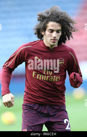 Huddersfield, Yorkshire, UK. 09 Février, 2019. Matteo Guendouzi d'Arsenal de l'échauffement. Premier match de championnat, Huddersfield Town v Arsenal, à la John Smith's Stadium à Huddersfield le samedi 9 février 2019. Cette image ne peut être utilisé qu'à des fins rédactionnelles. Usage éditorial uniquement, licence requise pour un usage commercial. Aucune utilisation de pari, de jeux ou d'un seul club/ligue/dvd publications. Photos par Chris Stading/Andrew Orchard la photographie de sport/Alamy live news Banque D'Images