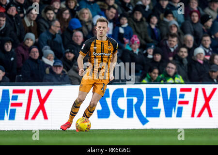 Derby, Royaume-Uni. 9 Feb 2019. Todd Kane d'Hull City lors de l'EFL Sky Bet match de championnat entre Derby County et Hull City à la Pride Park Stadium, Derby, Angleterre le 9 février 2019. Photo par Matthieu Buchan. Usage éditorial uniquement, licence requise pour un usage commercial. Aucune utilisation de pari, de jeux ou d'un seul club/ligue/dvd publications. Credit : UK Sports Photos Ltd/Alamy Live News Banque D'Images