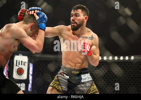 Newcastle, UK, 9 février 2019 - Patricky Freire se connecte avec Ryan Champ Crédit : Dan Cooke/Alamy Live News Banque D'Images