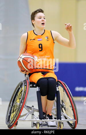 Chiba, Japon. Feb 8, 2019. Bo Kramer (NED) le basket-ball en fauteuil roulant : Women's International Match amical entre le Japon 51-61 Pays-Bas à Kikkoman Arena à Chiba, Japon . Credit : Naoki Nishimura/AFLO SPORT/Alamy Live News Banque D'Images