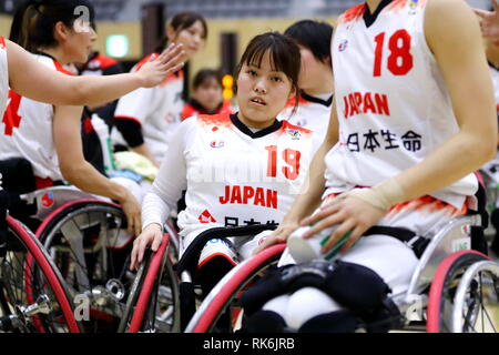 Chiba, Japon. Feb 8, 2019. Yui Kitama (JPN) le basket-ball en fauteuil roulant : Women's International Match amical entre le Japon 51-61 Pays-Bas à Kikkoman Arena à Chiba, Japon . Credit : Naoki Nishimura/AFLO SPORT/Alamy Live News Banque D'Images