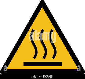 Panneau d'avertissement - surface chaude vecteur symbole autocollant, étiquette Illustration de Vecteur