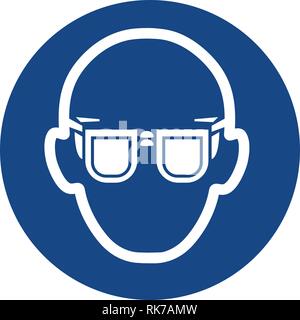Vecteur d'affichage obligatoire - porter lunettes. Protection des yeux doit être porté symbole, étiquette, autocollant Illustration de Vecteur