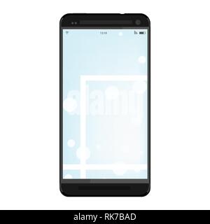 Maquette du smartphone noir avec de l'eau bleu, papier peint design bureau Illustration de Vecteur