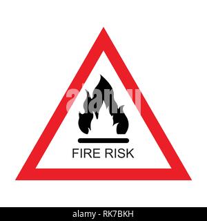 Illustration Vecteur de risque d'incendie rouge et blanc icône signe isolé sur fond blanc. Inscrivez-Triangle. Danger ou Avertissement Illustration de Vecteur