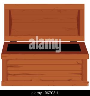 Vector cartoon avec l'icône en bois brun a ouvert la poitrine de pirate sur fond blanc Illustration de Vecteur