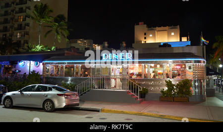 Diner le soir à Miami en Floride Banque D'Images