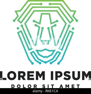Ligne lion modèle logo icône illustration vectorielle élément isolé Illustration de Vecteur