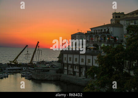 Voir au coucher du soleil de Diamante, Calabre, Italie Banque D'Images