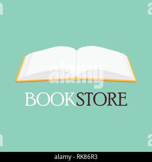 Librairie librairie, emblème du vecteur, signe, symbole, logo, icône. L'élément de conception de modèle avec livre ouvert pour les affaires liées aux livres - Édition, studyi Illustration de Vecteur