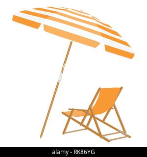 Locations et voyage concept. Parasol, chaise de plage. Illustration de Vecteur