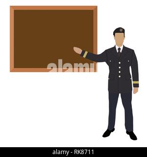 Soldat debout devant vide tableau noir. Concept de l'éducation Illustration de Vecteur