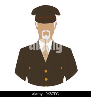 Vector illustration de l'ancien soldat, commandant, le major général de l'uniforme militaire ou l'icône d'avatar. Illustration de Vecteur