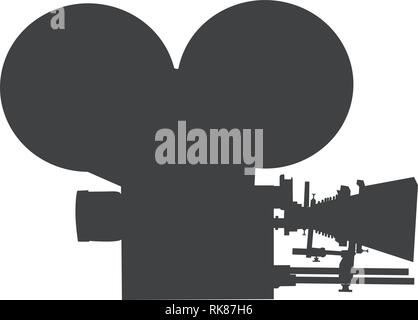 Silhouette d'ancien, vintage movie camera vector isolés. Film ancien appareil photo. Ancien appareil photo vidéo Illustration de Vecteur