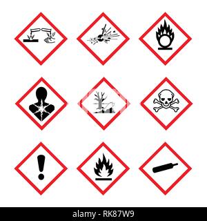 Vector illustration pictogramme SGH signe de danger, icônes isolé sur fond blanc. Collections, symbole de danger dangereux Illustration de Vecteur