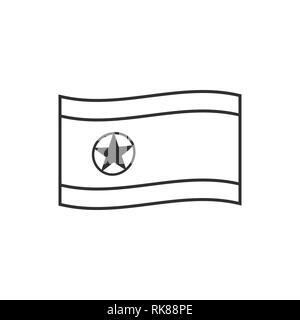 L'icône du drapeau de la Corée du Nord contour noir modèle plat. Date de l'indépendance ou de la fête nationale. Illustration de Vecteur