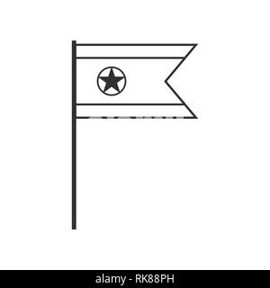 L'icône du drapeau de la Corée du Nord contour noir modèle plat. Date de l'indépendance ou de la fête nationale. Illustration de Vecteur