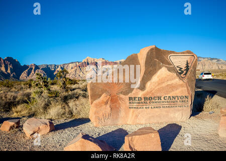 Signe de Red Rock Canyon National Conservation Area au Nevada, USA. Banque D'Images