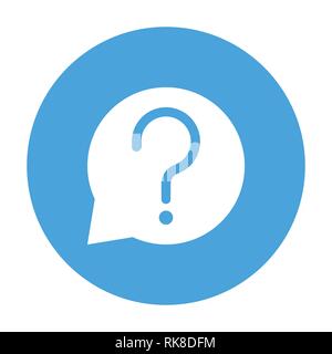 Chat bulle avec un point d'inscription par le cercle bleu isolé sur fond blanc - vector design iconique Illustration de Vecteur
