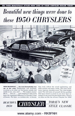 La publicité pour le Vintage Chrysler New Yorker 1950 Voiture Newport Banque D'Images