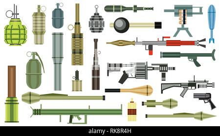 Grenade d'armes. Arme militaire. Grenade Launcher isolé sur fond blanc. Vector Illustration. Illustration de Vecteur