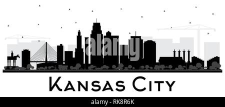 Kansas City Missouri Skyline Silhouette aux bâtiments noir isolé sur blanc. Vector Illustration. Les voyages d'affaires et tourisme Concept. Illustration de Vecteur