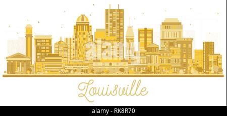 Louisville Kentucky USA City Skyline Silhouette aux bâtiments d'or isolé sur blanc. Vector Illustration. Illustration de Vecteur